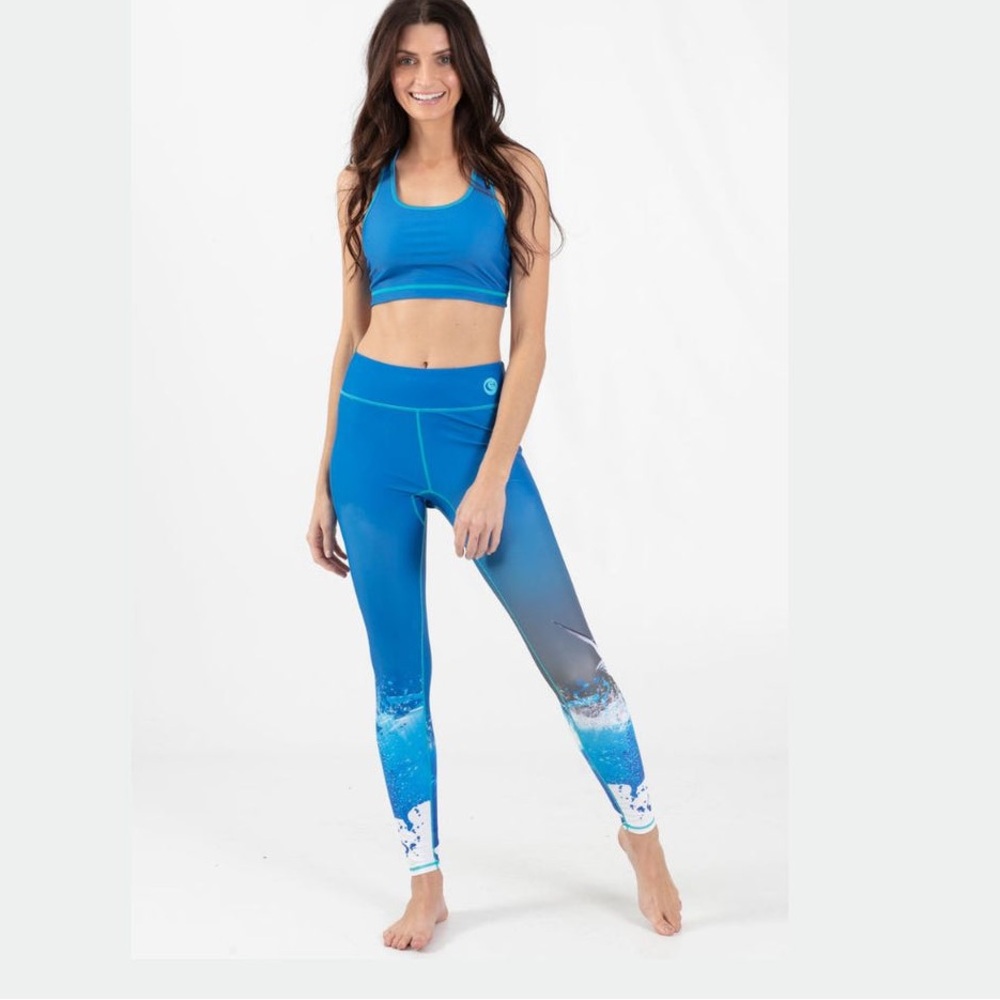 NEW!! Wave Life Blue Marlin Active Leggings - Picture 3 of 13